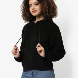 Campus Sutra Black Regular Fit Hoodie image 3