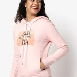 Campus Sutra Pink Cotton Graphic Print Hoodie image 3