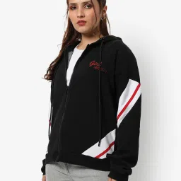 Campus Sutra Black Cotton Graphic Print Hoodie image 3