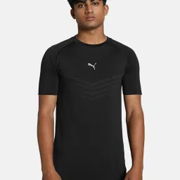 Puma x one8 Black Skinny Fit Solid Seamless Training Tee image 1