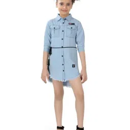 poplins Kids Blue Regular Fit Dress-picture-27