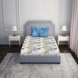 Spaces Atrium Blue 100% Cotton 144 TC Single Bedsheet with 1 Pillow Cover image 1