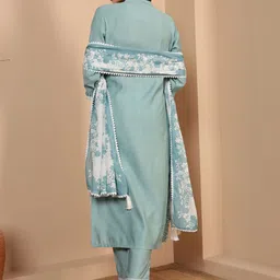 Shopping Queen Women Ethnic Motifs Embroidered Kurta with Trousers & Dupatta image 5