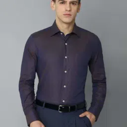 Louis Philippe Navy Blue Cotton Regular Fit Printed Shirts-picture-38