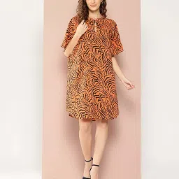 Qurvii Orange Animal Print Shift Dress image 1