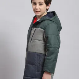 Monte Carlo Kids Green Quilted Full Sleeves Jacket image 3