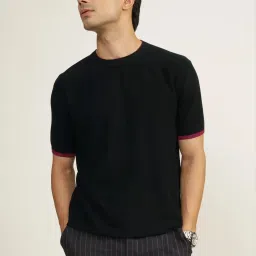 Andamen Black Cotton Regular Fit T-Shirt image 1