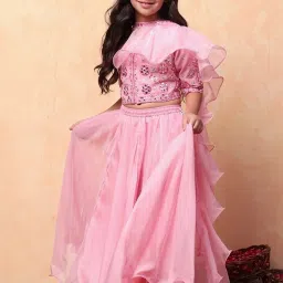 Biba Girls Pink Embellished Lehengas & Skirt Sets image 1
