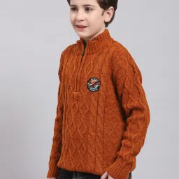 Monte Carlo Kids Rust Self Design Full Sleeves Sweater image 3
