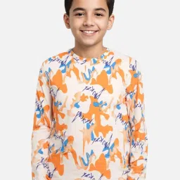 Cavio Boys Orange & White Printed Full Sleeves Sweatshirt image 1