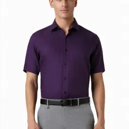 Van Heusen Purple Regular Fit Texture Shirt image 1