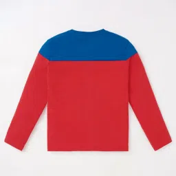 Edheads Kids Red & Blue Cotton Color Block Full Sleeves T-Shirt image 3