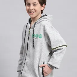 Monte Carlo Kids Grey Melange Textured Full Sleeves Sweatshirt image 3