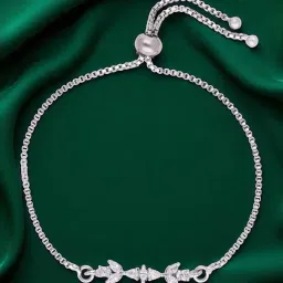 crash.club by CKC Sterling Silver Leaf Motif Cubic Zirconia Bracelet for Women image 1