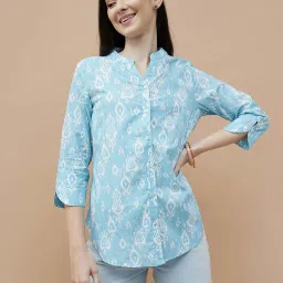 Colour Me by Melange Blue Cotton Printed Shirt image 1