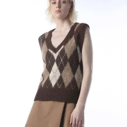Only Brown Regular Fit Printed Sweater image 1