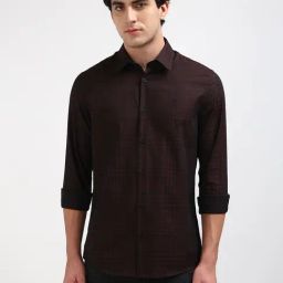 Calvin Klein Jeans Maroon Cotton Slim Fit Checks Shirt-picture-15