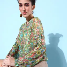 QUIERO Green Printed Top image 3