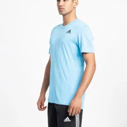 Adidas Blue Slim Fit Printed Sports T-Shirt image 3