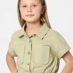KIDS ONLY Sage Green Cotton Regular Fit Shirt image 3