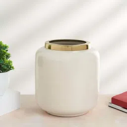 Living Scapes by Pantaloons Ivory Iron Vase image 1