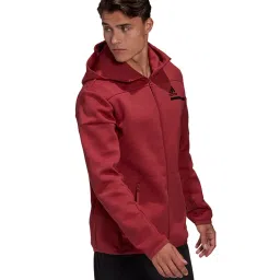 Adidas ZNE FZ Red Regular Fit Hooded Jacket image 4