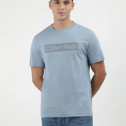 Calvin Klein Jeans Blue Cotton Regular Fit Printed T-Shirt image 1