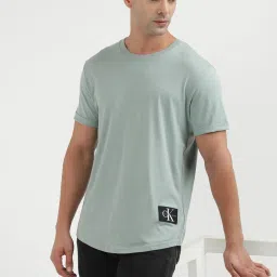 Calvin Klein Slate Gray Cotton Regular Fit Solid T-Shirt image 1