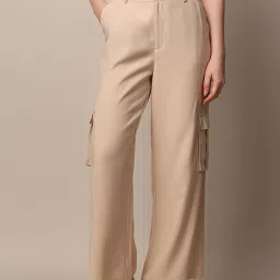 Only Beige Regular Fit High Rise Cargo Pants image 1