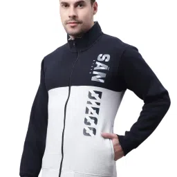 Cantabil Navy Regular Fit High Neck Printed Sweatshirt image 3