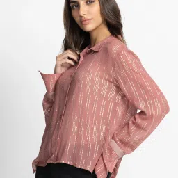 SHAYE Pink Textured Shirt image 3