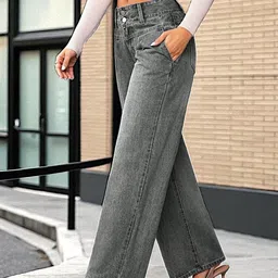 DressBerry Women Comfort Straight Fit High-Rise Light Fade Acid Wash Stretchable Jeans image 4