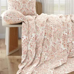 Layers Serenity Maroon & Grey Cotton 200 TC Kalampur Double Bedsheet with 2 Pillow Covers image 1