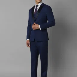 Louis Philippe Navy Slim Fit Checks Three Piece Suit image 3