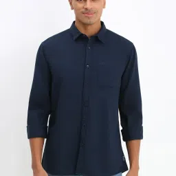 Allen Solly Navy Cotton Regular fit Solid Casual Shirt image 1