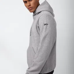 Reebok Grey Cotton Regular Fit Self Pattern Hooded Sweatshirt image 3