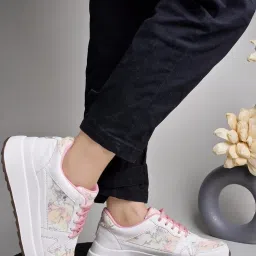 Shoetopia Kids Pink & White Sneakers image 1