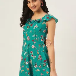 DODO & MOA Green Printed A-Line Dress image 3