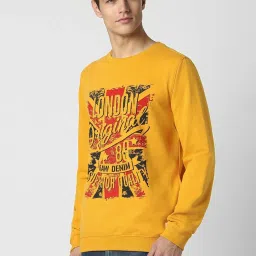 Peter England Jeans Yellow Slim Fit Printed Sweatshirt image 3