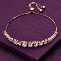 Kai Jewel Sterling Silver Rose Gold Flowery Elegance Diamond Adjustable Bracelet image 1