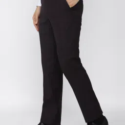 Van Heusen Black Slim Fit Self Pattern Trousers image 3