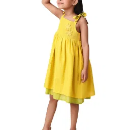 Fabindia Kids Yellow Applique Dress image 3