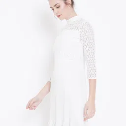 DODO & MOA White Lace Pattern A-Line Dress image 3