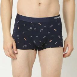 UnderJeans by Spykar Super Premium Bonded Elastic Navy Printed Trunks-picture-3