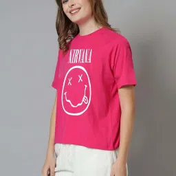 Free Authority Pink Cotton Regular Fit Printed T-Shirt image 3