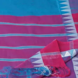 Unnati Silks Blue Cotton Woven Saree With Unstitched Blouse image 3