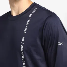 Reebok Navy Slim Fit Printed Sweatshirt image 3