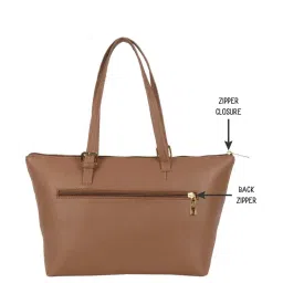 Baggit Brown Solid Medium Tote Handbag image 3