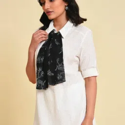 W Off-White Cotton Striped Top image 3