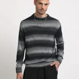 The Bear House Black Regular Fit Striped Pullover image 1